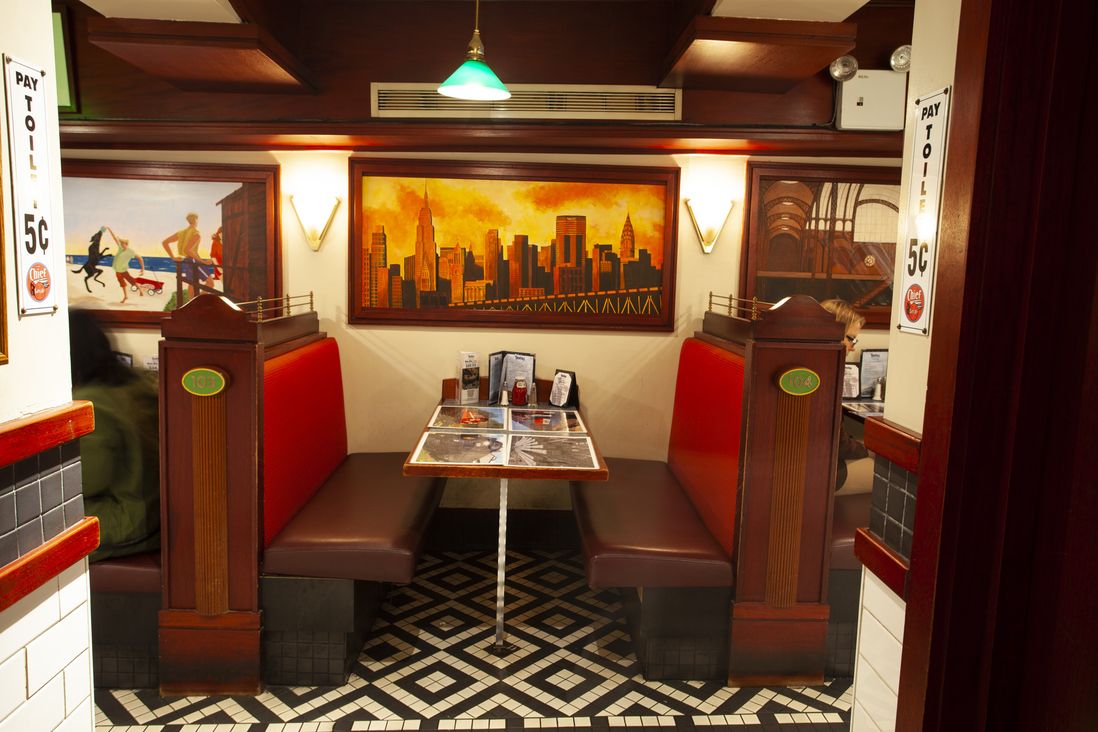 A dining booth at Tracks<br>